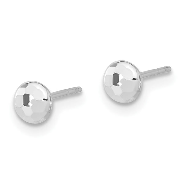 14K White Gold Polished 4.5mm Diamond-Cut Earrings