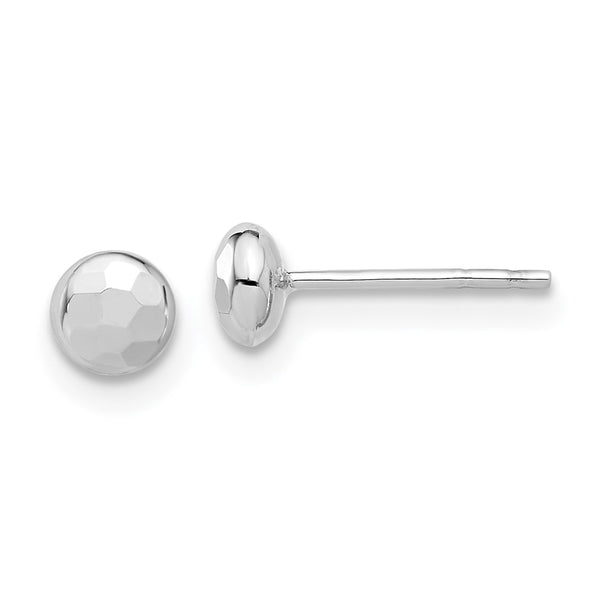 14K White Gold Polished 4.5mm Diamond-Cut Earrings