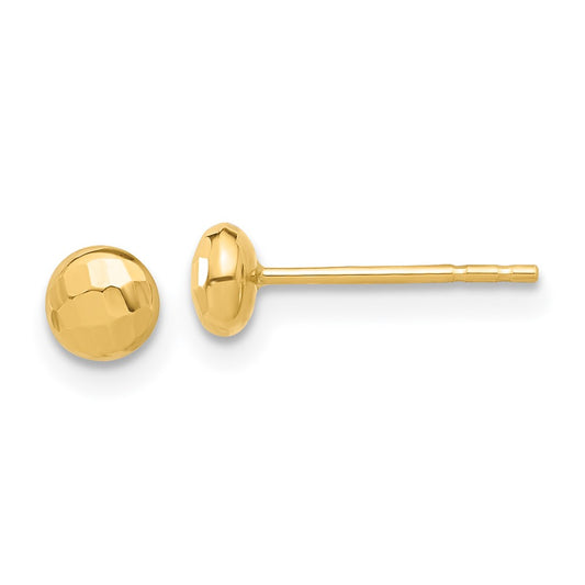 Buy Stylish 14K Polished Diamond-Cut 4.5mm Button Post Earrings - Luxury Value!