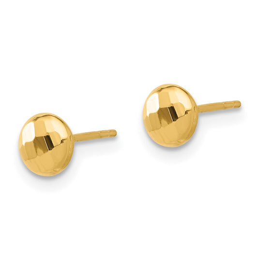Buy Stylish 14K Polished Diamond-Cut 5.5mm Button Post Earrings - Luxury Value!