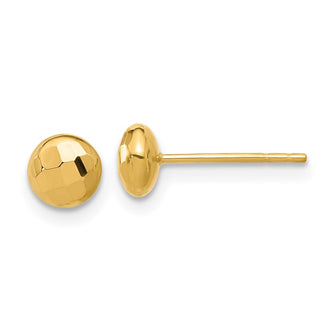Buy Stylish 14K Polished Diamond-Cut 5.5mm Button Post Earrings - Luxury Value!