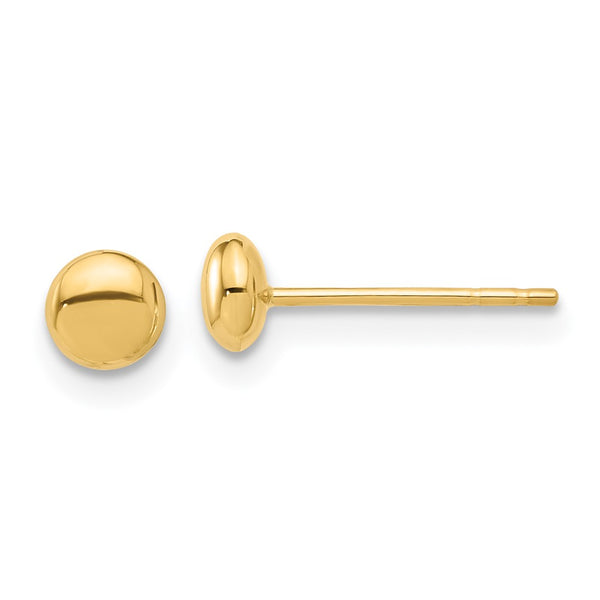 14K Gold Polished 4.5mm Button Post Earrings