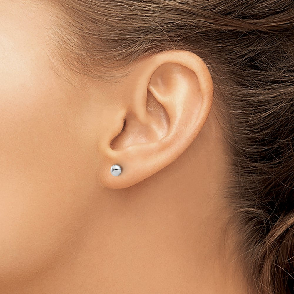 Buy Stylish 14K White Gold Polished 4.5mm Button Stud Earrings - Luxury Value!
