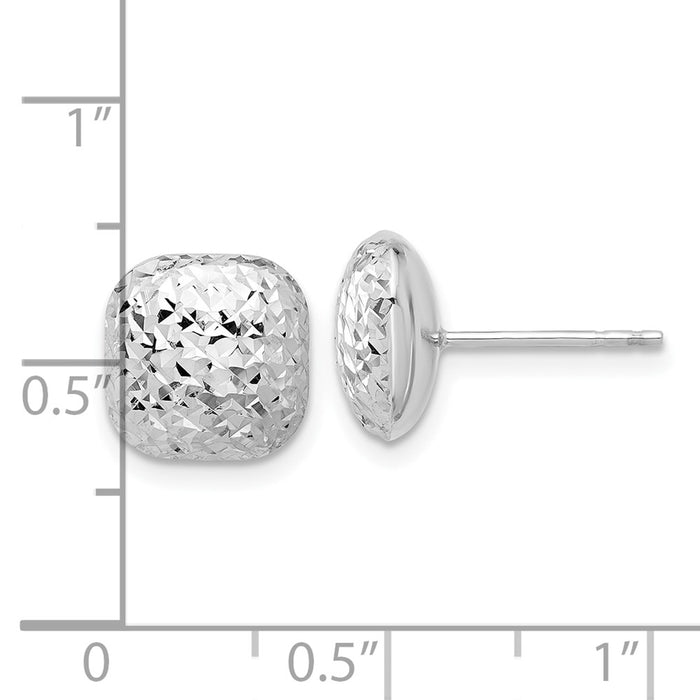 Shop Stylish 14K White Gold Polished Diamond-Cut 10mm Puffed Square Studs-4
