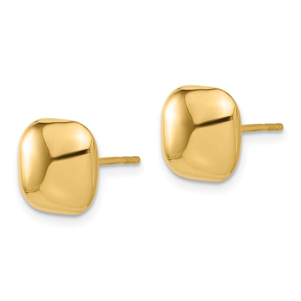 10mm Puffed Square Stud Earrings in 14K Gold