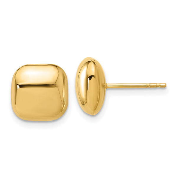 10mm Puffed Square Stud Earrings in 14K Gold