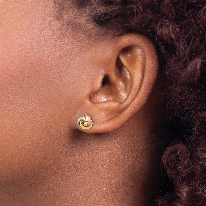 Buy 14K Tri-Color Love Knot Polished Stud Earrings - Stylish & Affordable-3