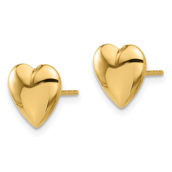 14K Gold Puffed Heart Stud Earrings