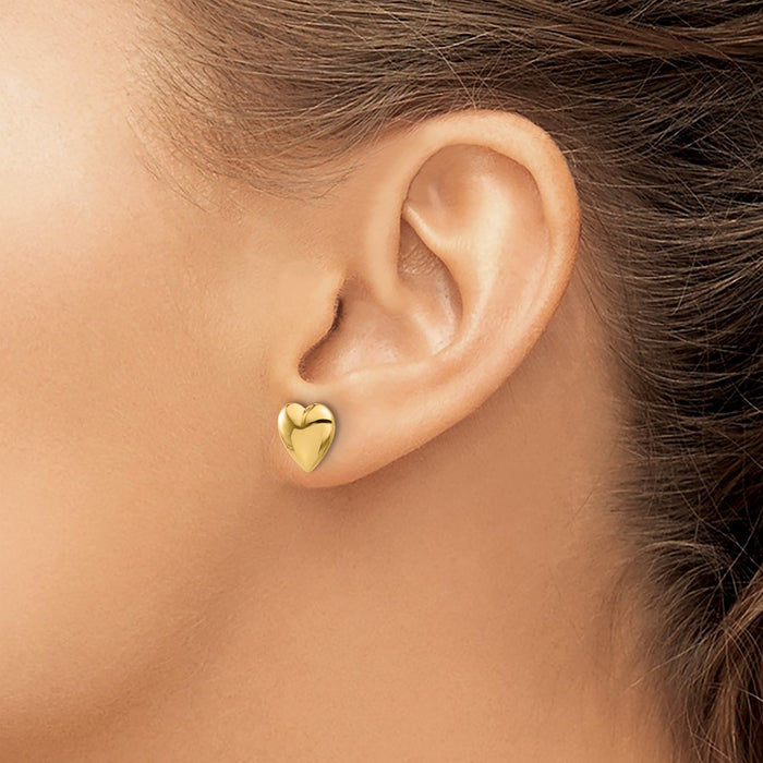 Buy Exclusive 14K Gold Puffed Heart Stud Earrings - Stylish & Affordable!-3