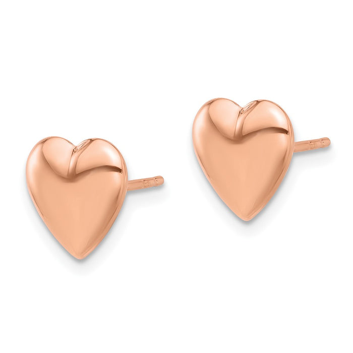 Shop Stylish 14K Rose Gold Shiny Puffed Heart Stud Earrings - Luxury Value!-2