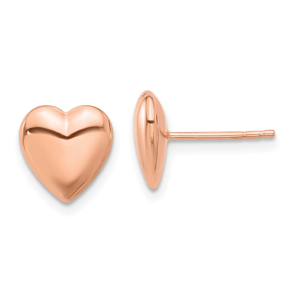Shop Stylish 14K Rose Gold Shiny Puffed Heart Stud Earrings - Luxury Value!