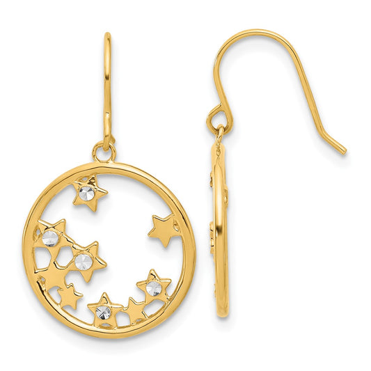 Shop 14K Gold Dangle Earrings with Circle of Stars Design - Stylish & Affordable!
