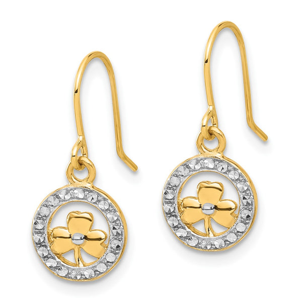 Shop Stylish 14K Gold & White Rhodium Clover Circle Dangle Earrings - 1.5"