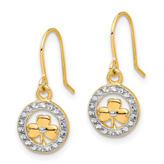 Shop Stylish 14K Gold & White Rhodium Clover Circle Dangle Earrings - 1.5"
