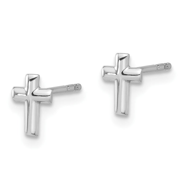 14K White Gold Cross Post Earrings - 0.85mm