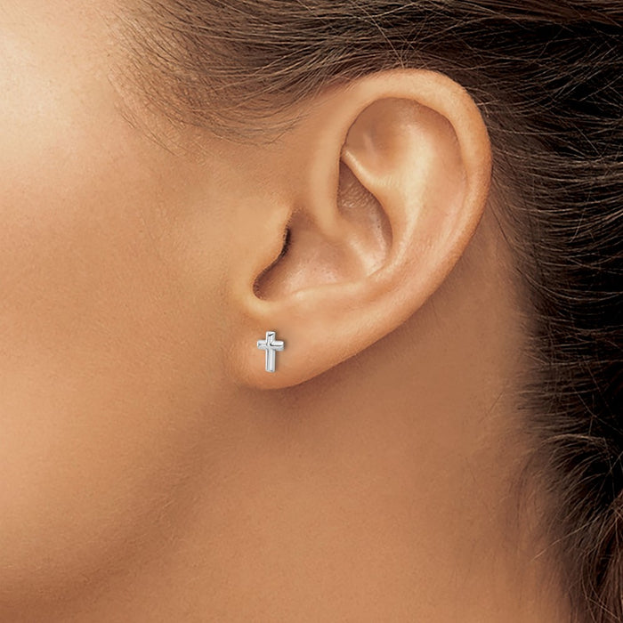 Buy Stylish 14K White Gold Cross Post Earrings - Affordable Luxury at 0.85mm-3