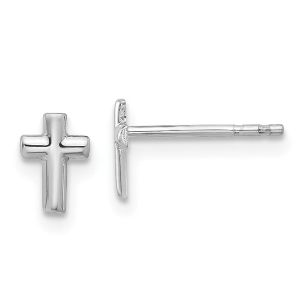 14K White Gold Cross Post Earrings - 0.85mm