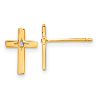 Shop Stylish 14K Gold Cross Stud Earrings with White Rhodium Finish