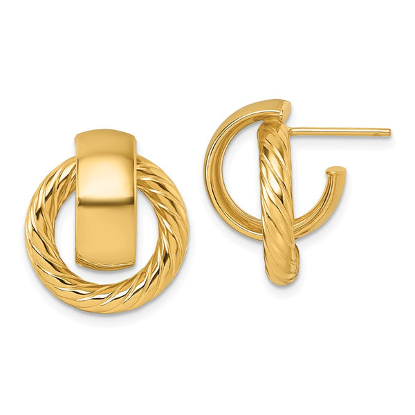 14K Polished Twisted C-Hoop Doorknocker Earrings