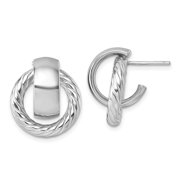 14K Gold Polished Twisted Doorknocker C-Hoop Earrings