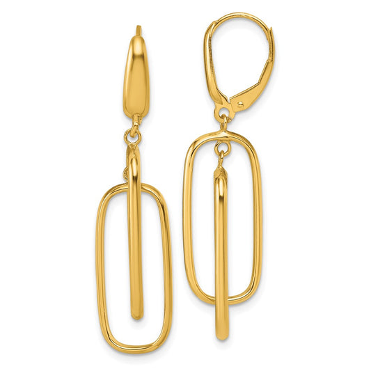 Shop Stylish 14K Gold Polished Rectangular Dangle Earrings - 1.5" Long