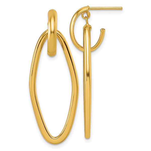 14K Gold Polished Oval C-Hoop Earrings