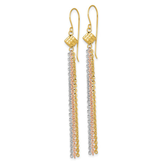 Shop Stylish 14K Tri-Color Polished Tassel Earrings - Luxury 2.5" Length