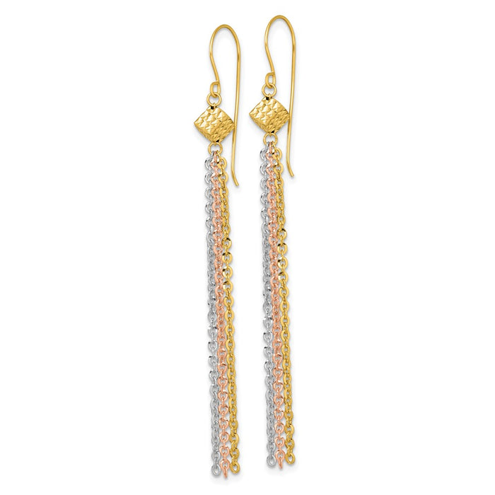 Shop Stylish 14K Tri-Color Polished Tassel Earrings - Luxury 2.5" Length-2