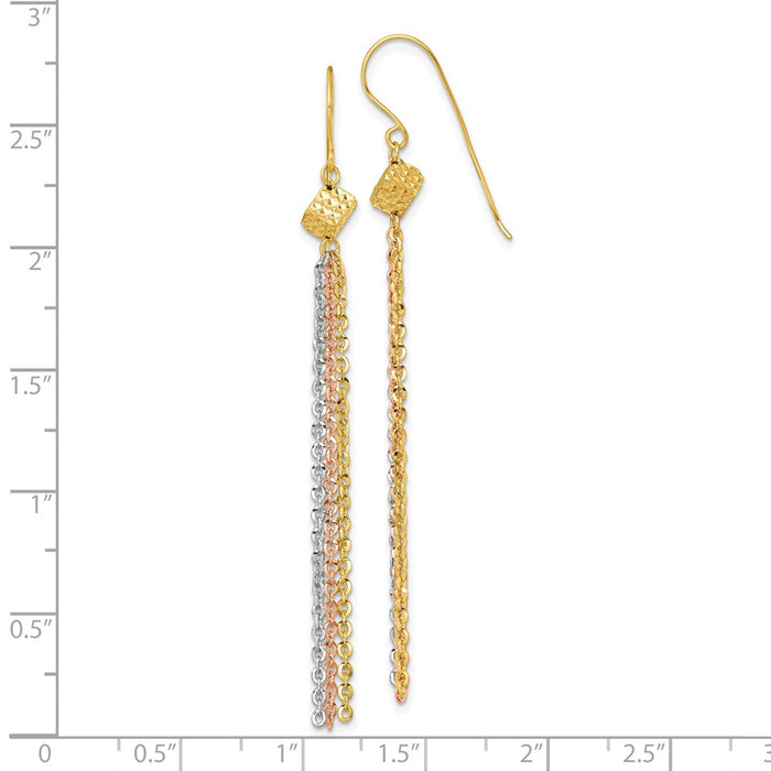Shop Stylish 14K Tri-Color Polished Tassel Earrings - Luxury 2.5" Length-3