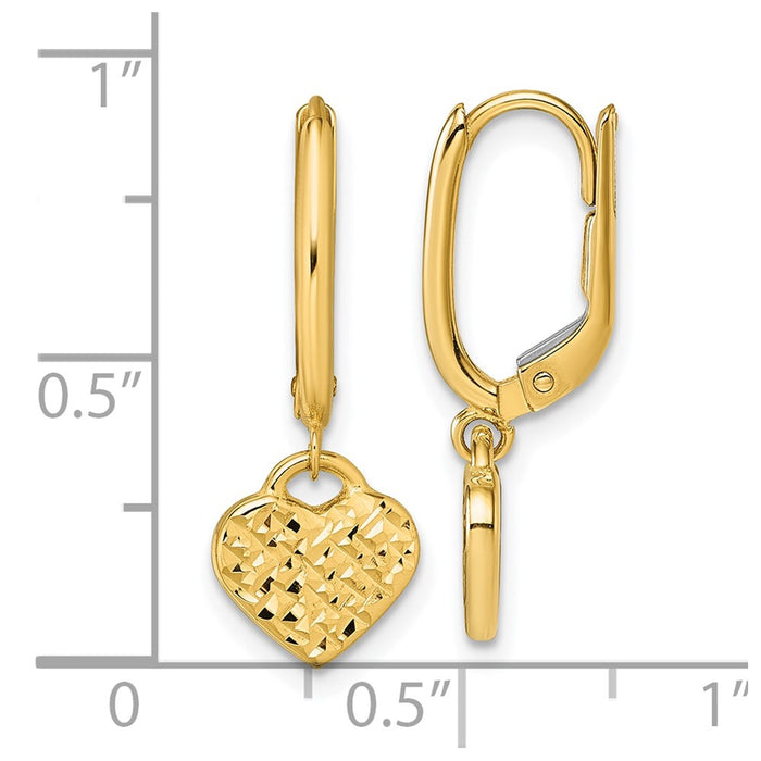 Shop Stylish 14K Gold Polished Diamond-Cut Heart Dangle Earrings - Exclusive Design-3