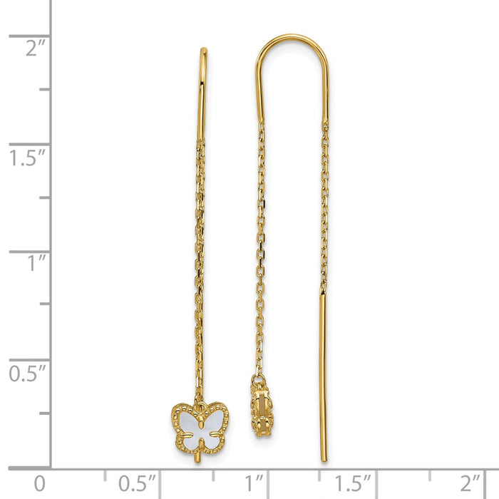 Buy Stylish 14K Gold Butterfly Threader Earrings with Mother of Pearl-3