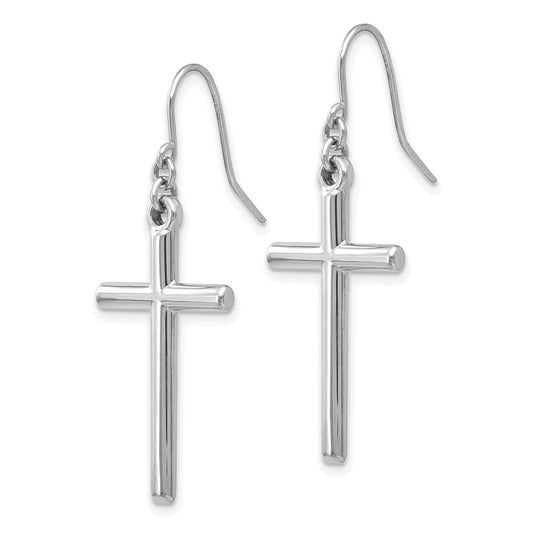High-Quality 14K White Gold Hollow Cross Drop Earrings - Stylish & Affordable