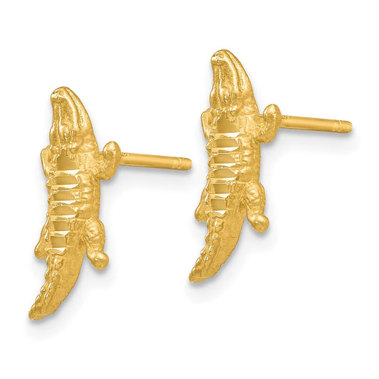High-Quality 14K Gold Diamond-Cut Alligator Earrings - Stylish Value Accessory