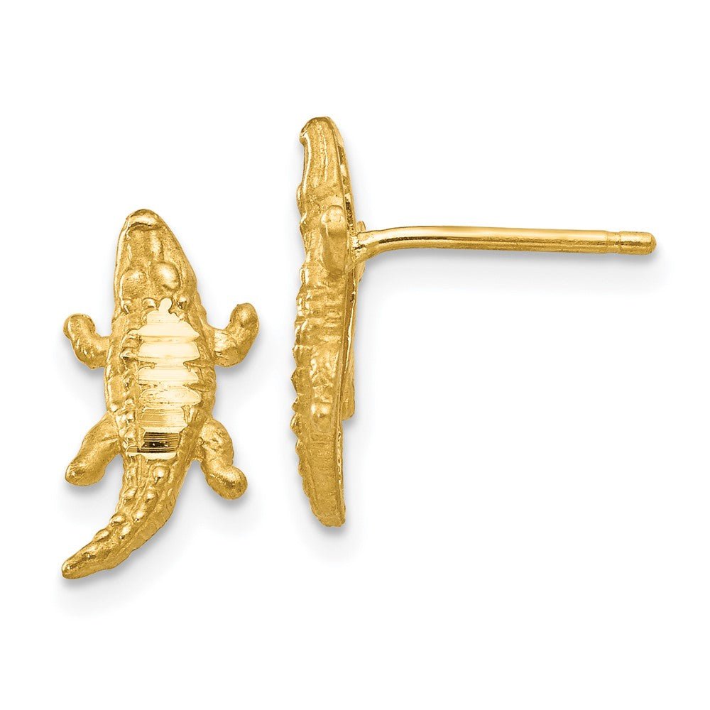 High-Quality 14K Gold Diamond-Cut Alligator Earrings - Stylish Value Accessory