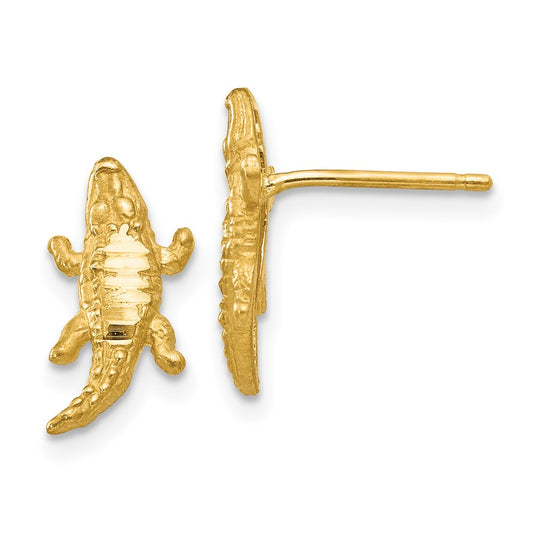 High-Quality 14K Gold Diamond-Cut Alligator Earrings - Stylish Value Accessory