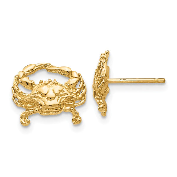 14K Gold Crab Stud Earrings