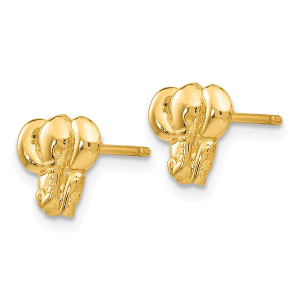 14K Gold Elephant Earrings, Lightweight