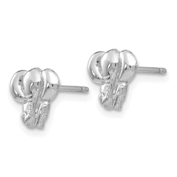 14K White Gold Elephant Stud Earrings
