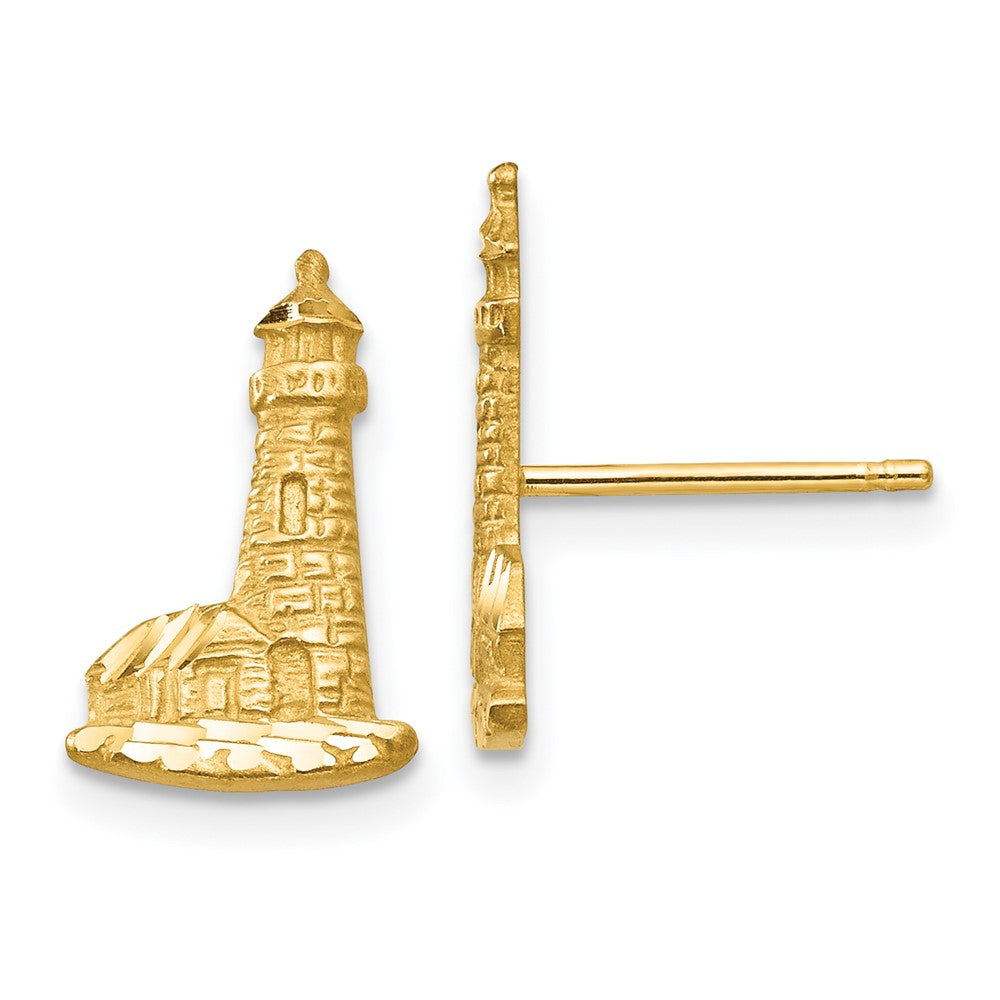 Shop Stylish 14K Gold Diamond-Cut Lighthouse Earrings - Exclusive Design
