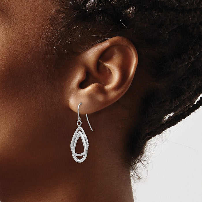 Shop Stylish 14K White Gold Teardrop Earrings - Polished & Textured Design-3