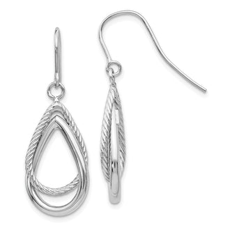 Shop Stylish 14K White Gold Teardrop Earrings - Polished & Textured Design