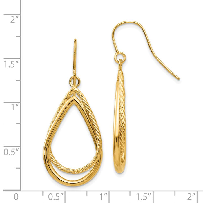 Shop Exclusive 14K Gold Teardrop Earrings - Stylish Polished & Textured Design-4