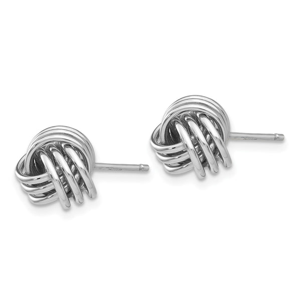 14K White Gold Love Knot Stud Earrings - Texture