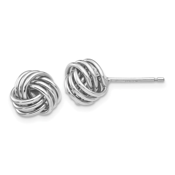 14K White Gold Love Knot Stud Earrings - Texture