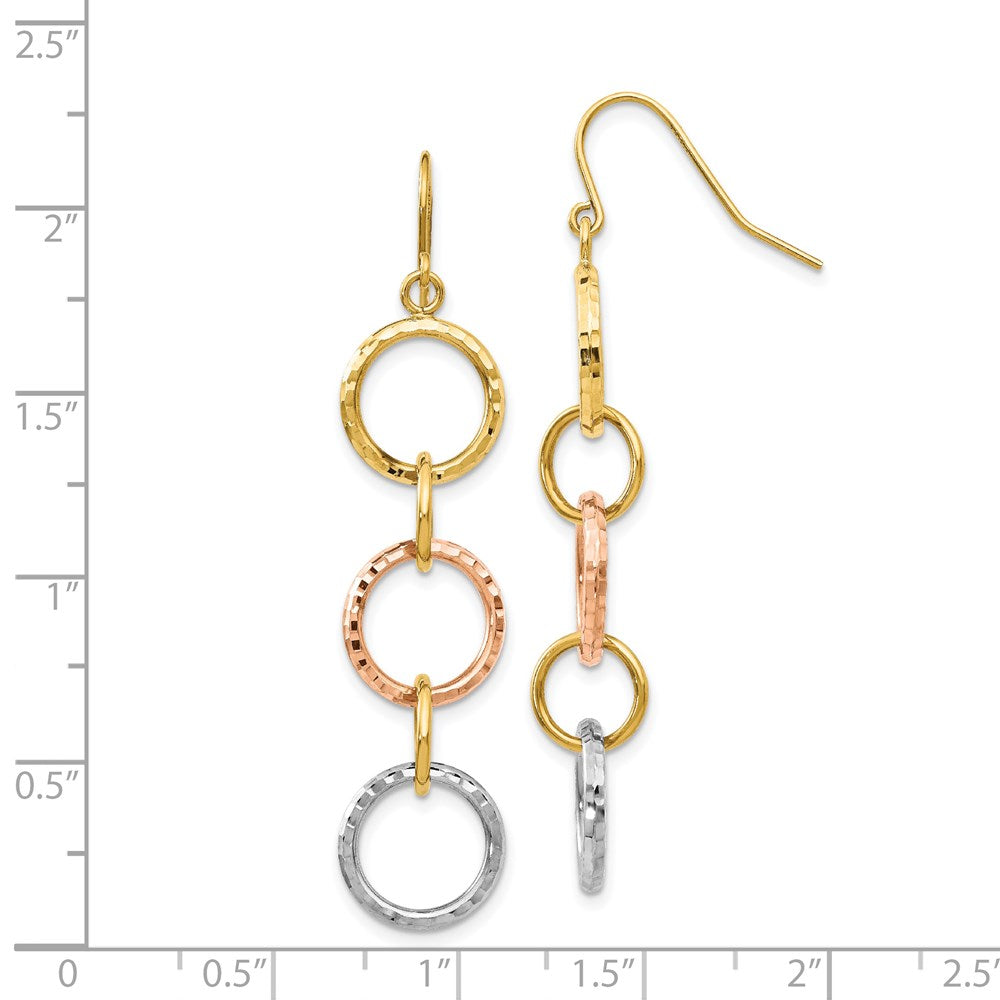 Buy Stylish 14K Tri-Color Gold Diamond-Cut Circle Dangle Earrings
