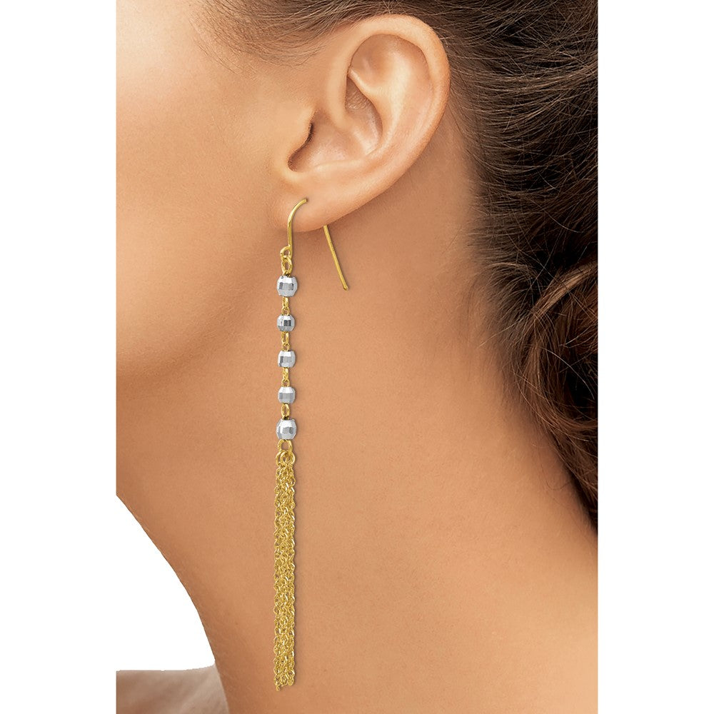 Shop Stylish 14K Two-Tone Beaded Tassel Earrings - Luxury Look, Affordable Price