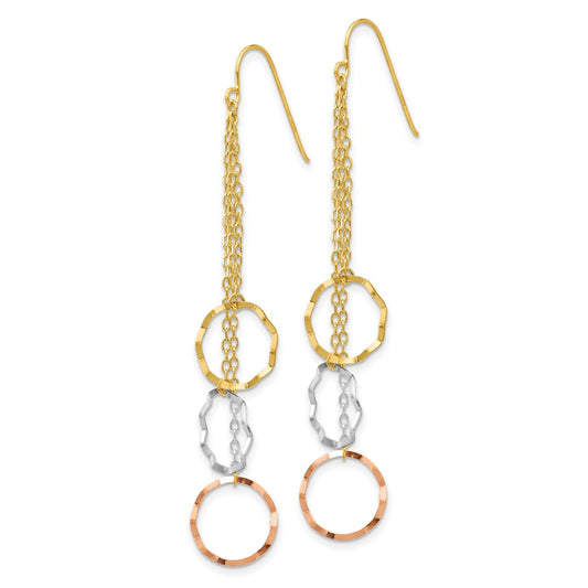 Shop Stylish 14K Tri-Color Geometric Circle Earrings - Exclusive Faceted Design