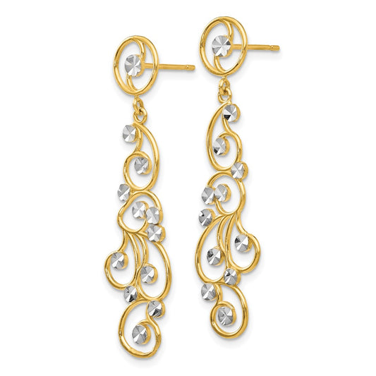 Exclusive 14K Gold Filigree Dangle Earrings - Stylish, Lightweight Design