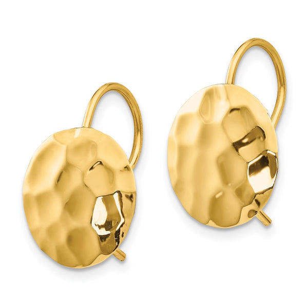 14K Gold Hammered Circle Disc Earrings - Style GR1-1011939