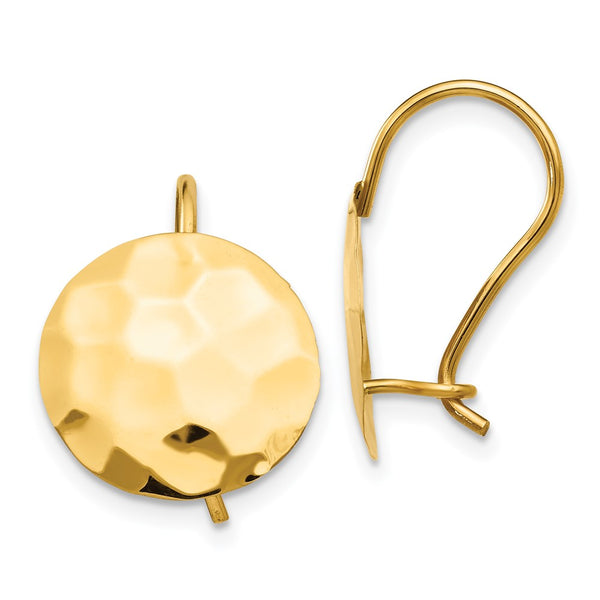 14K Gold Hammered Circle Disc Earrings - Style GR1-1011939